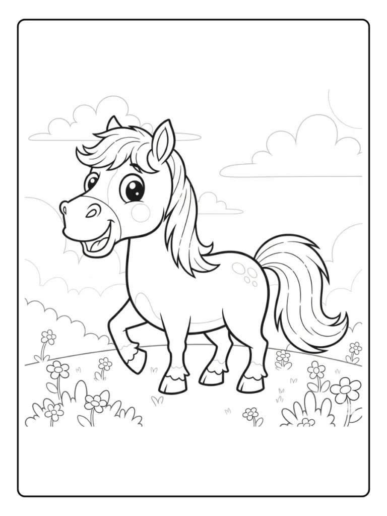 Smiling Meadow Pony Horse Coloring Pages