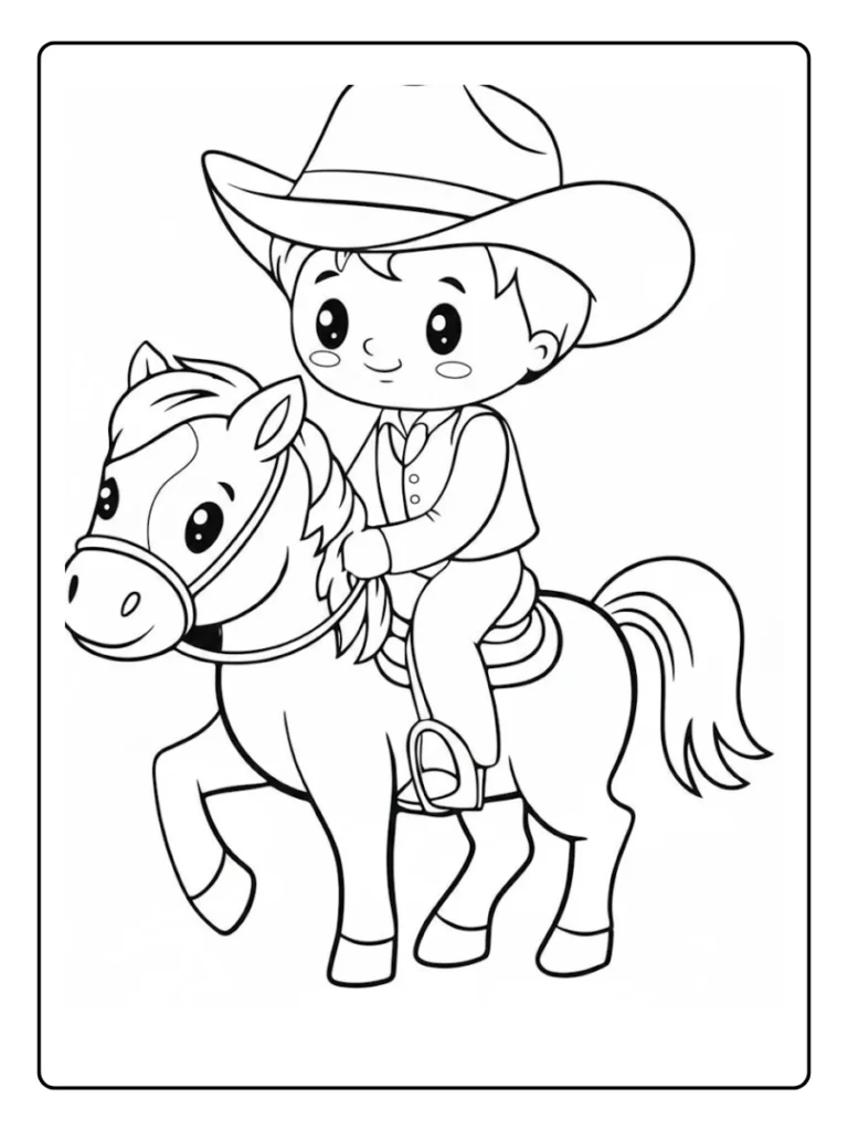 Cowgirl Riding Horse Horse Coloring Pages