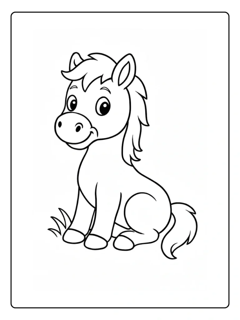 Sitting Baby Pony Horse Coloring Pages