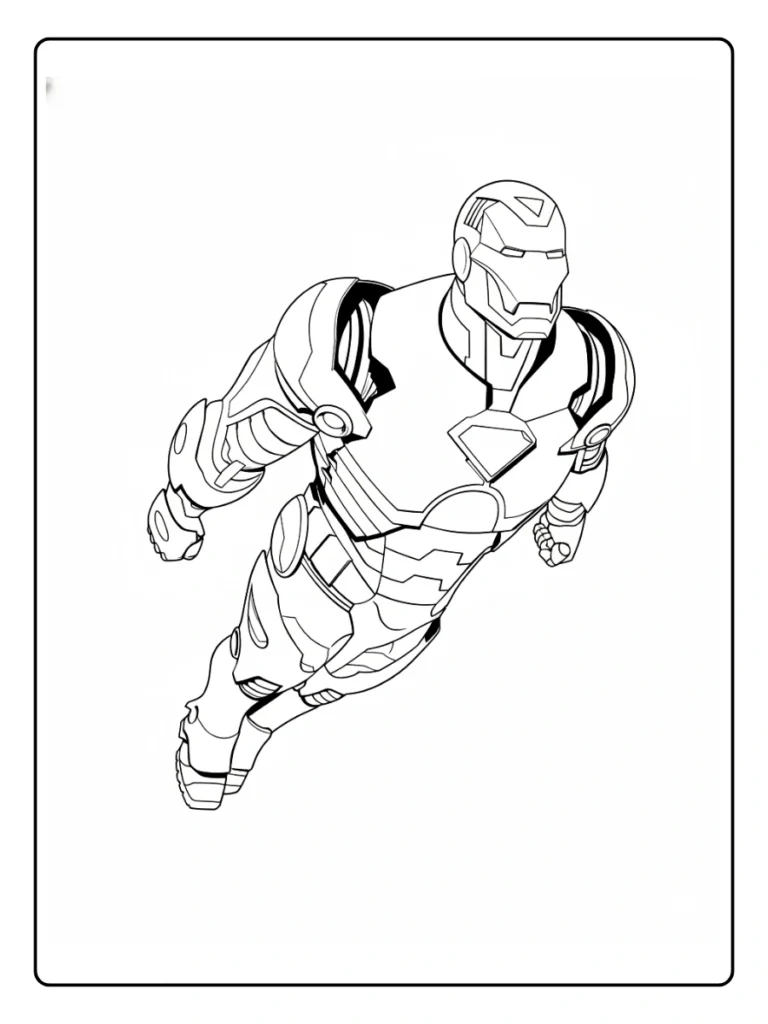 Iron Man Flying Forward at Full Speed Coloring Pages