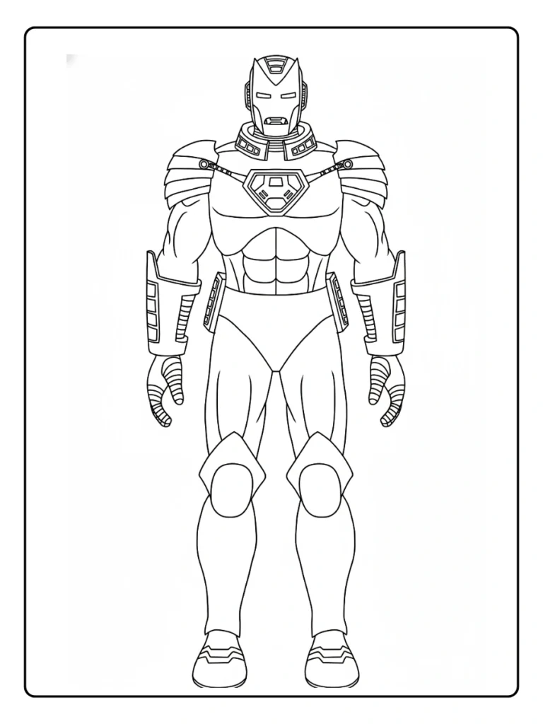 Iron Man in a Full Front View Armor Design Coloring Pages