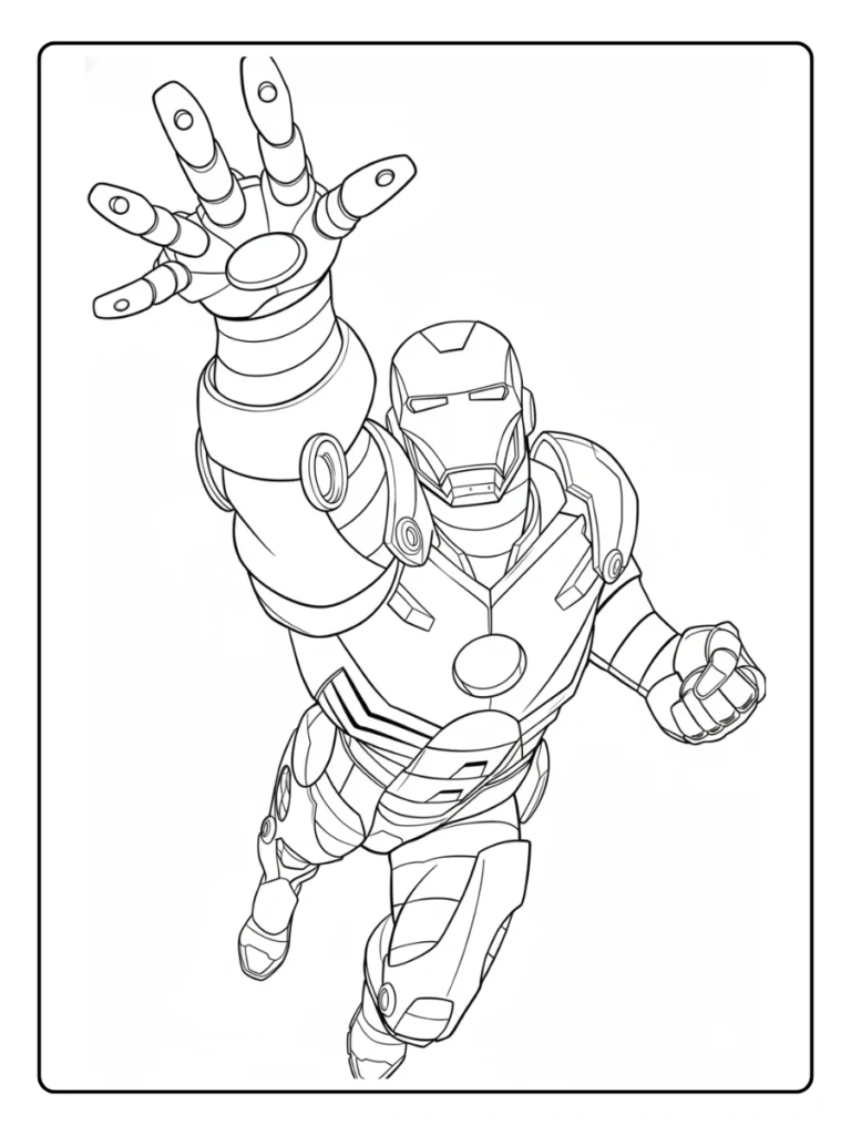 Iron Man Raising His Repulsor Hand Coloring Pages