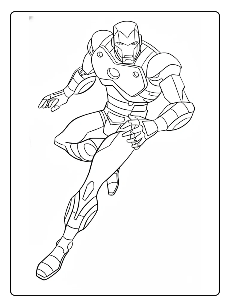Iron Man Soaring Through the Sky Coloring Pages