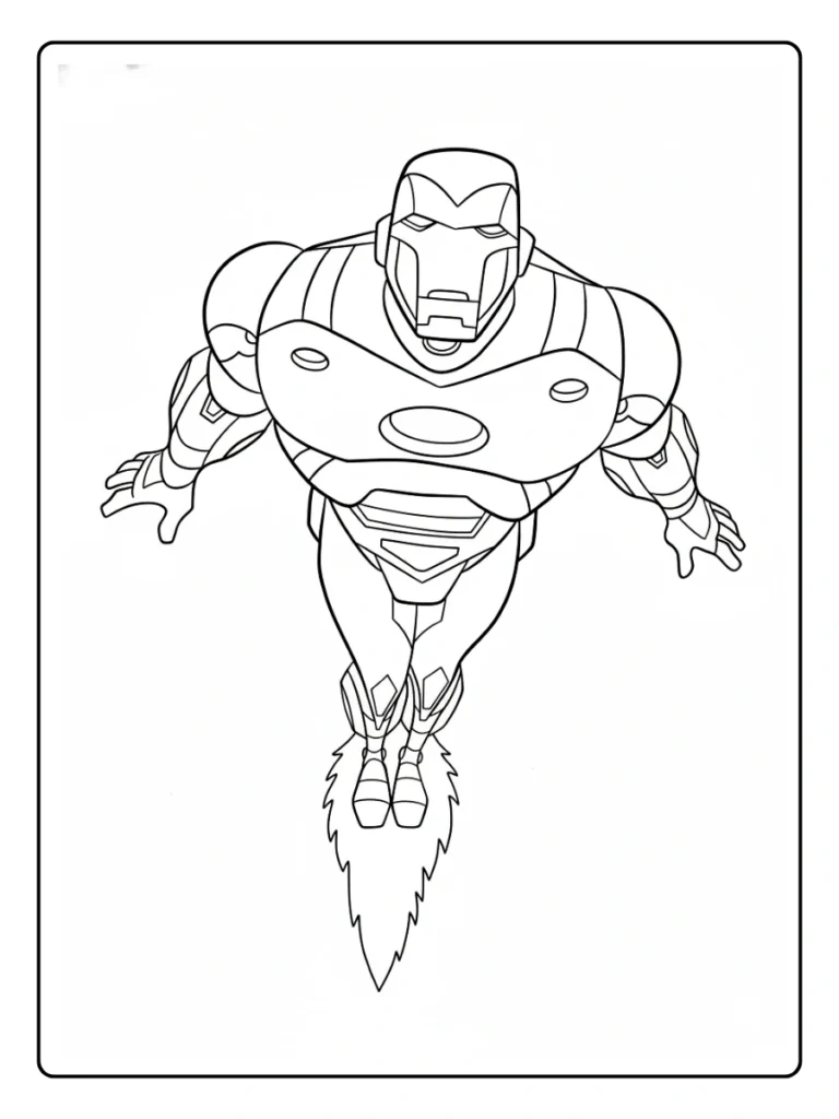 Iron Man Hovering in Advanced Armor Coloring Pages
