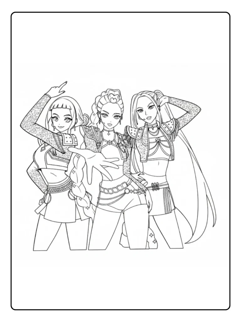 Stage Performance Kpop Demon Hunters Coloring Pages