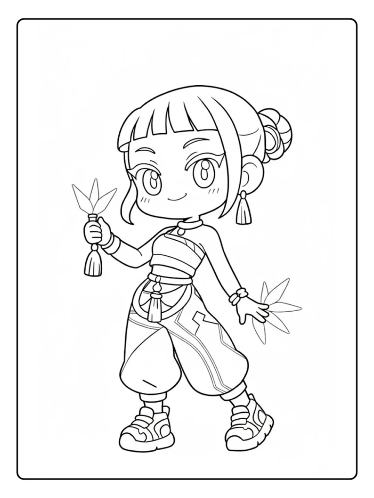 Twin Braid Hunter Kpop Demon Hunters Coloring Pages