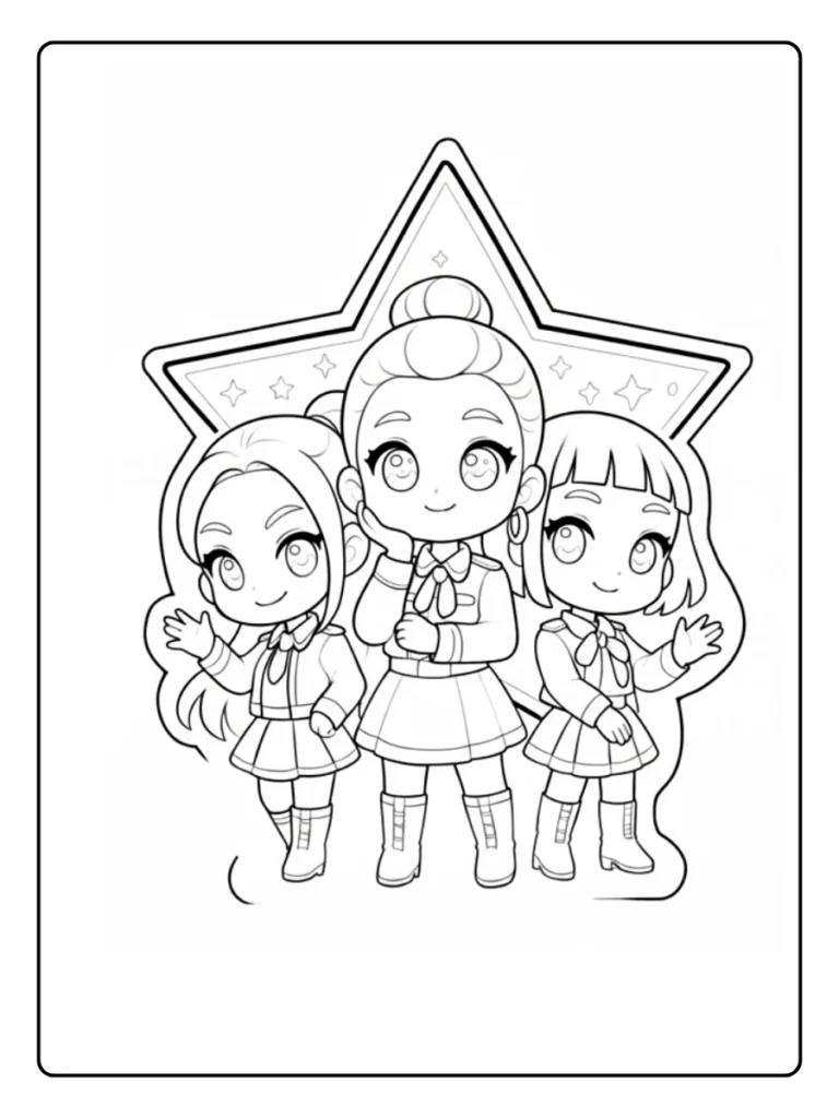 Chibi Star Squad Kpop Demon Hunters Coloring Pages