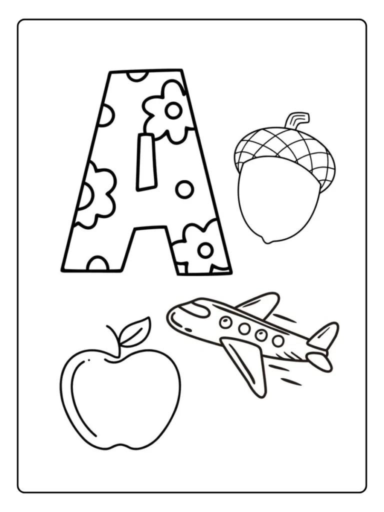 A for Apple Airplane Letter A Coloring Pages