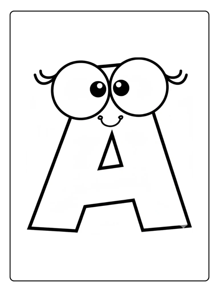 Funny Face Letter A Coloring Pages