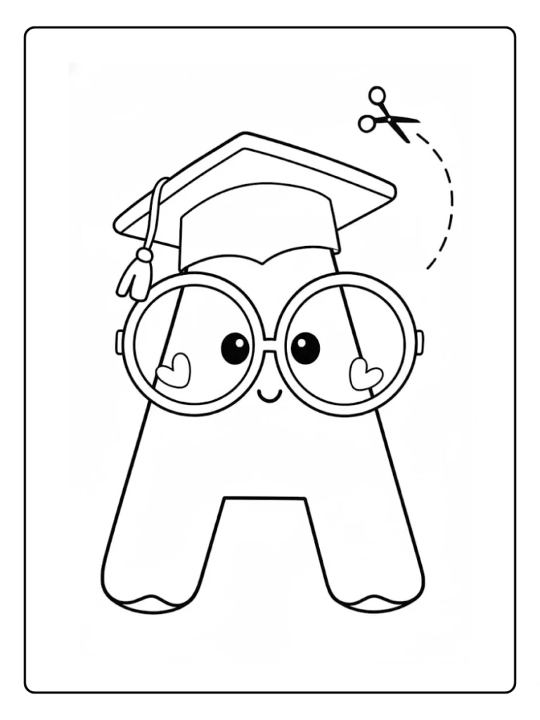 Graduation Letter A Character Letter A Coloring Pages