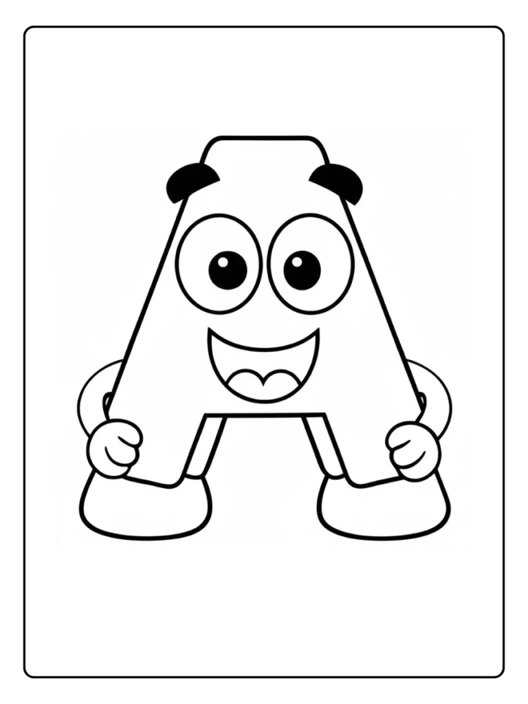 Smiling Cartoon Letter A Coloring Pages