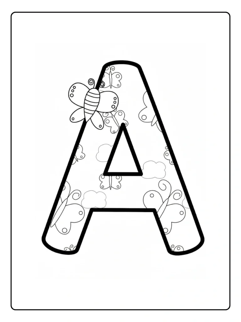 Floral Design Letter A Coloring Pages