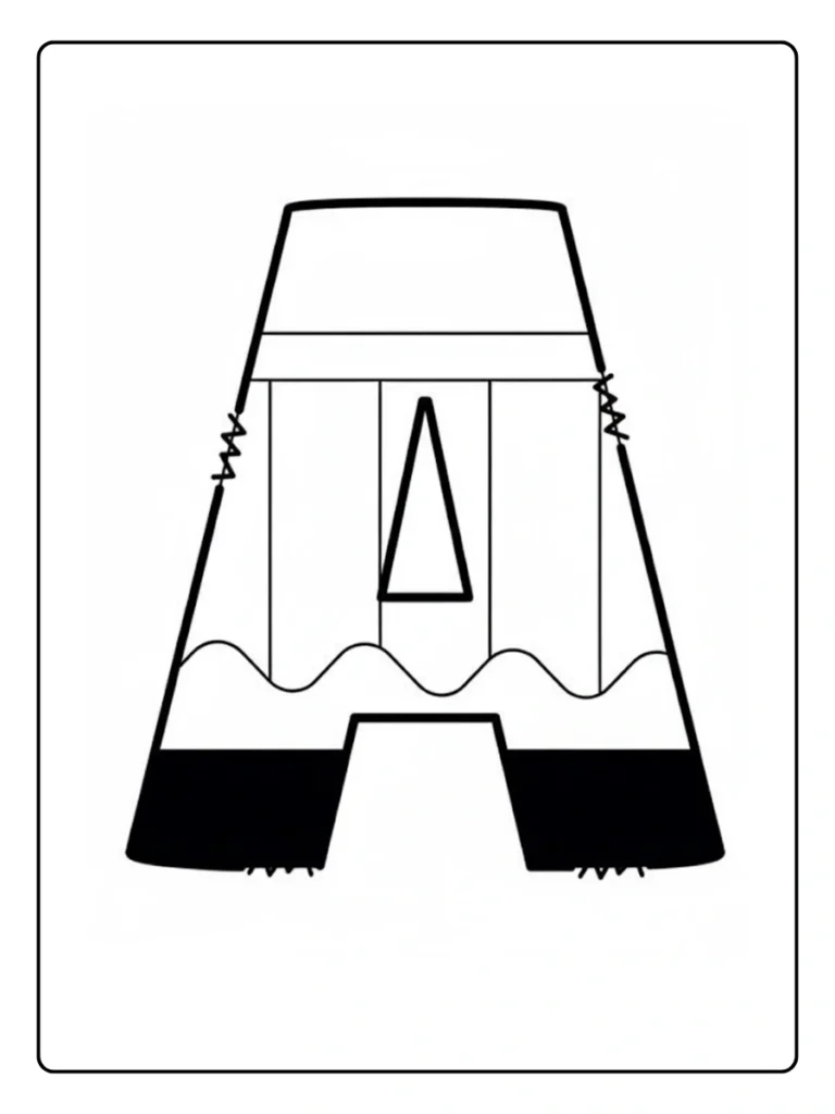 Pencil-Themed Letter A Coloring Pages