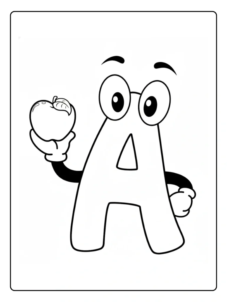 Apple Theme Letter A Coloring Pages