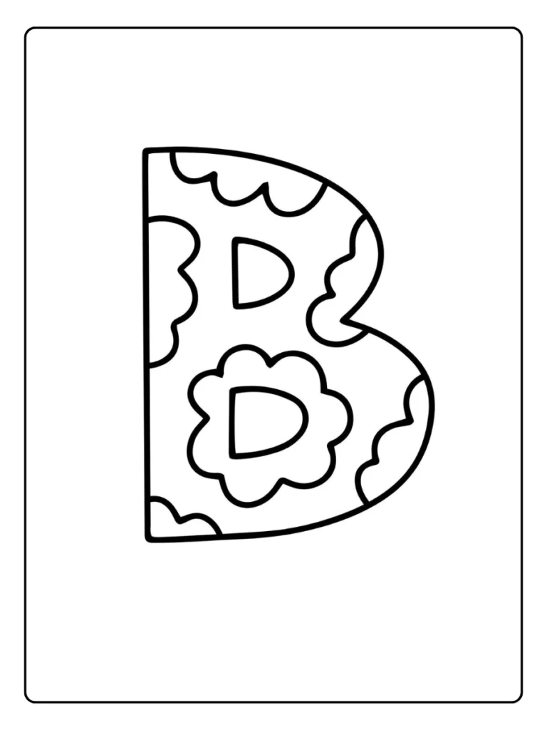 Heart Pattern Letter B Coloring Pages