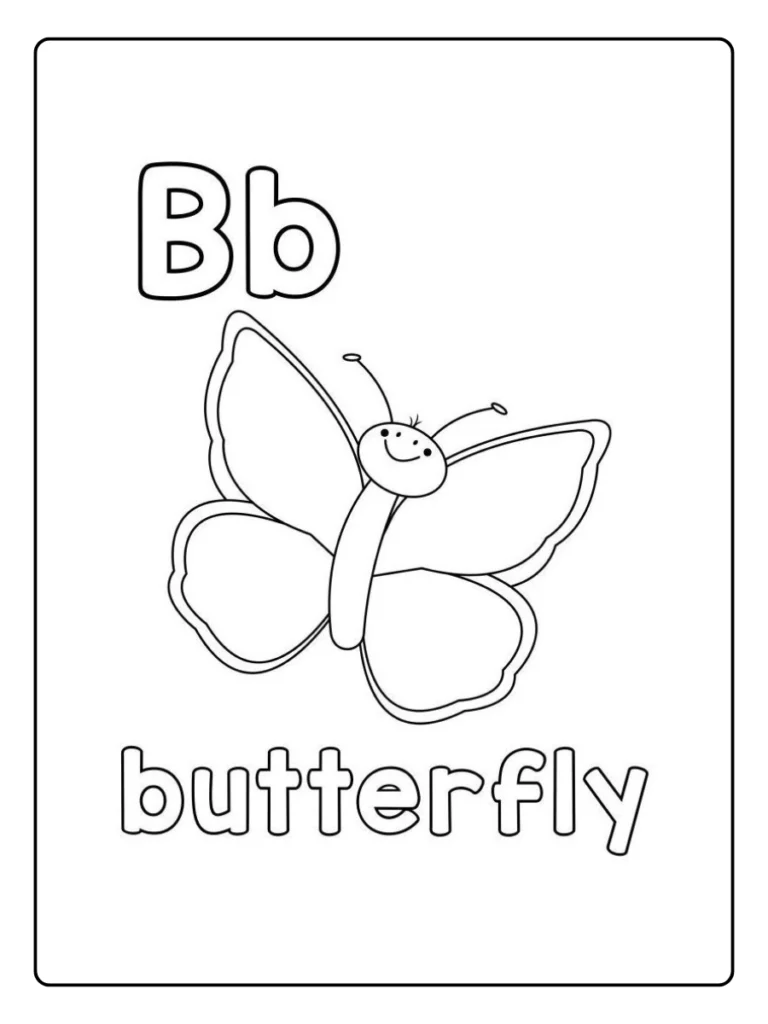 Bb Butterfly Word Letter B Coloring Pages