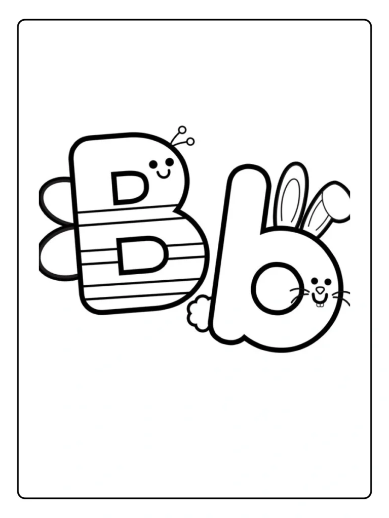 Bee Character Letter B Coloring Pages
