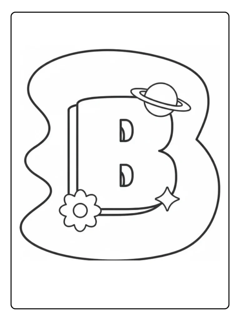 Planet Theme Letter B Coloring Pages