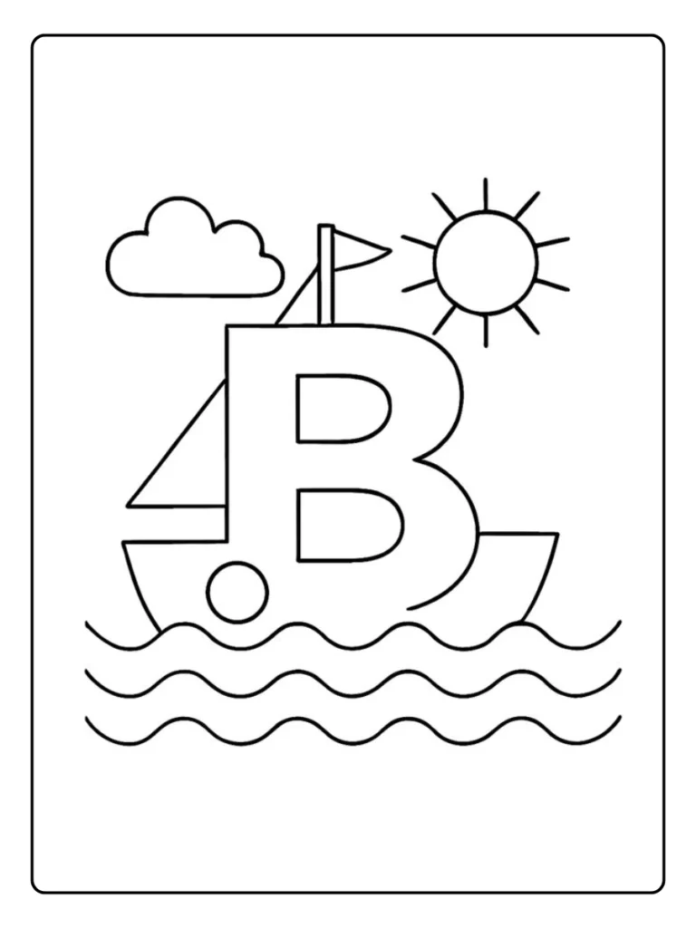 Sailboat Scene Letter B Coloring Pages