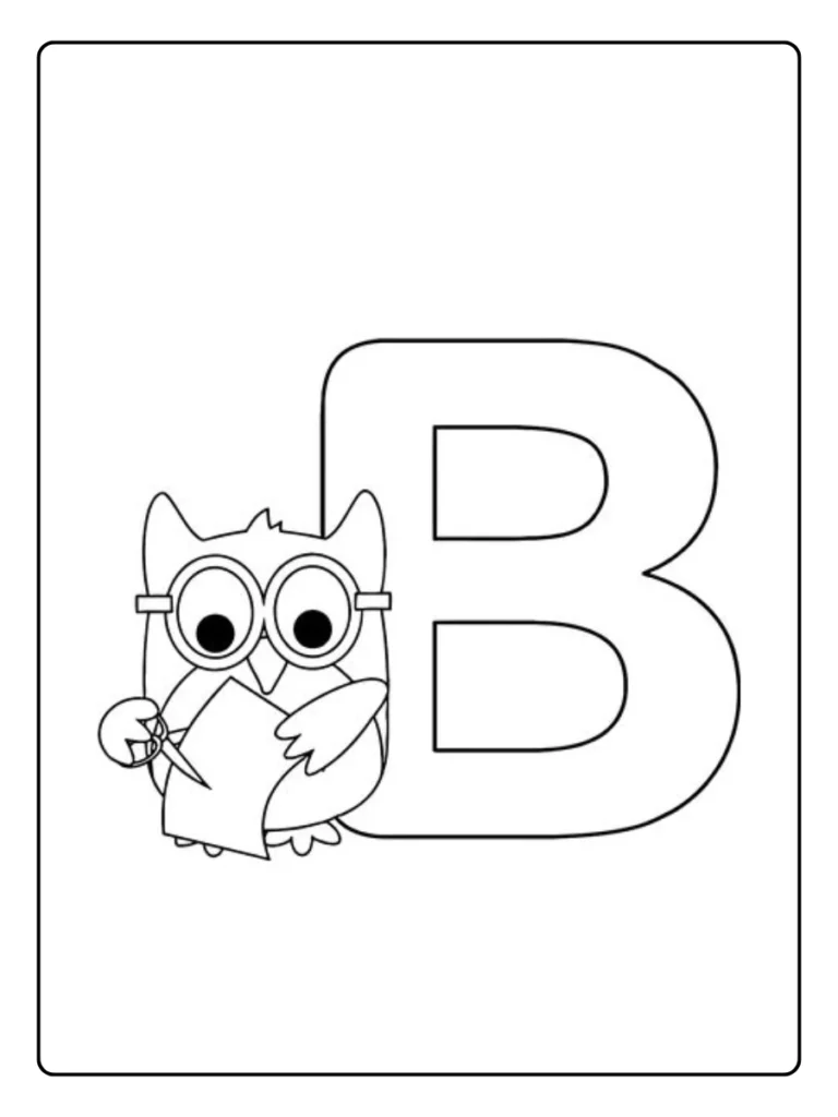 Owl Friend Letter B Coloring Pages