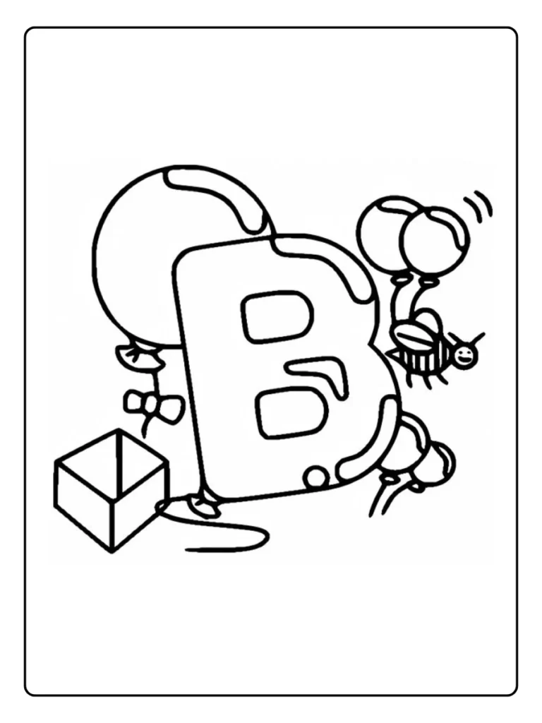Ant and Blocks Letter B Coloring Pages