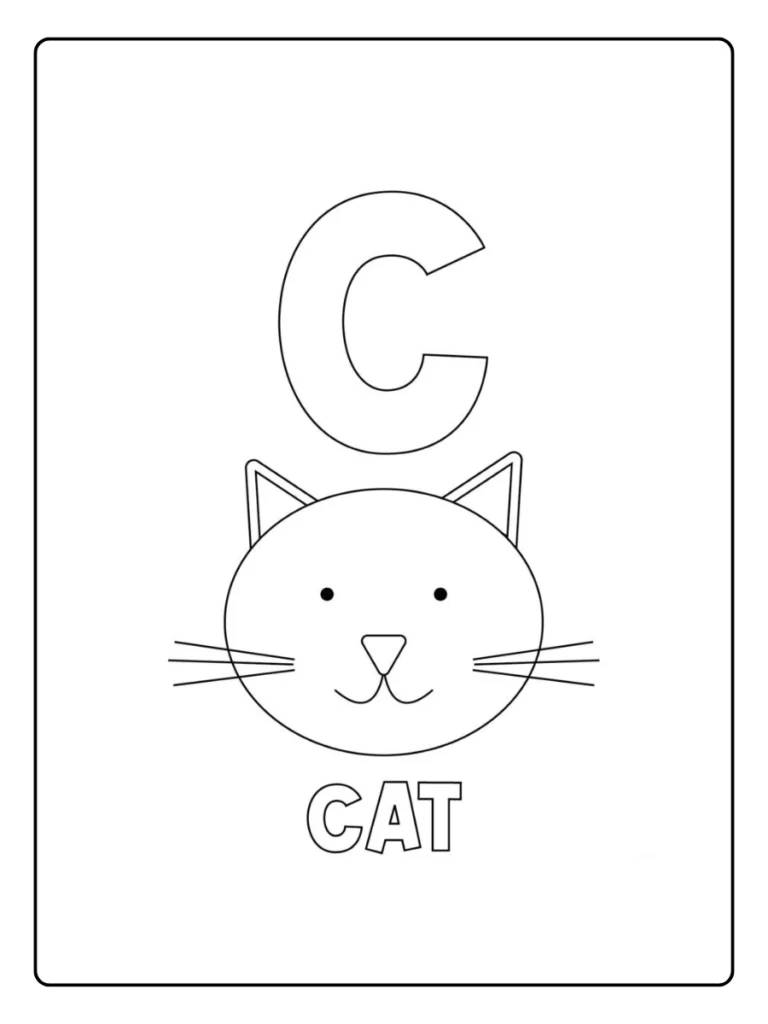 Cat Theme Letter C Coloring Pages