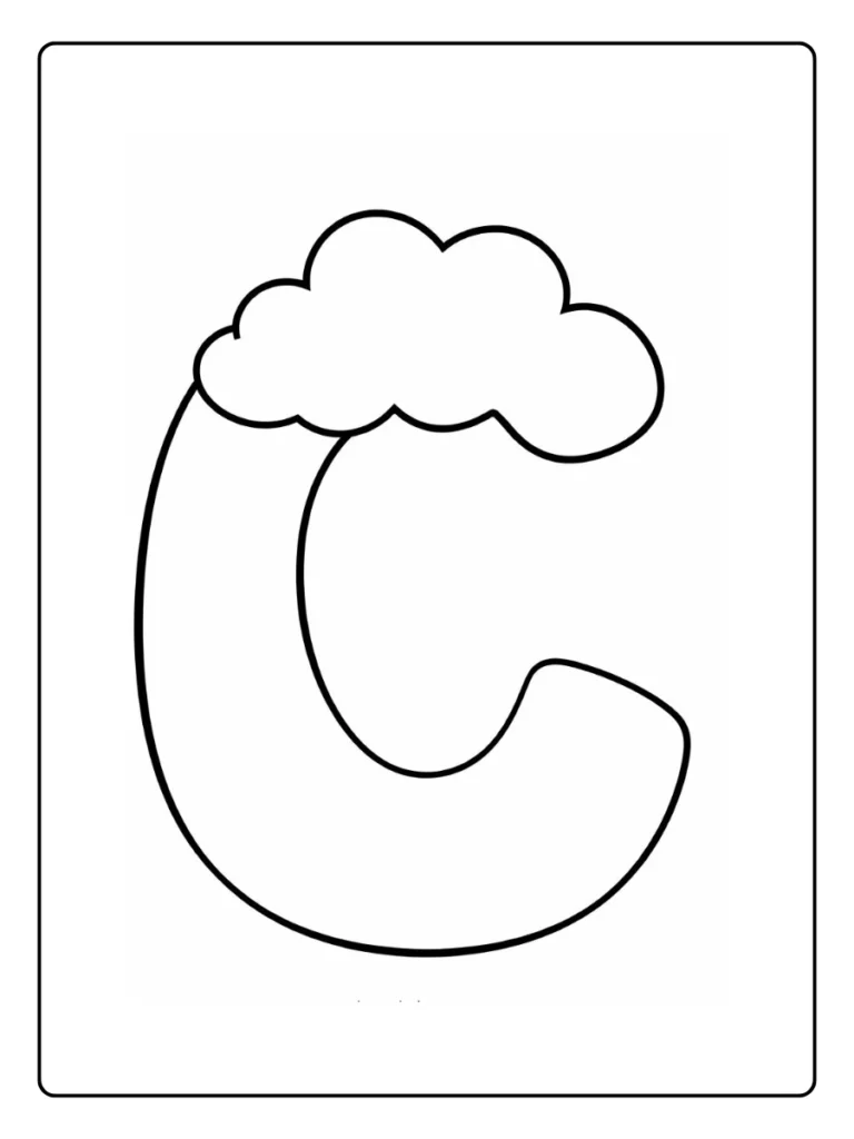 Cloud Shape Letter C Coloring Pages