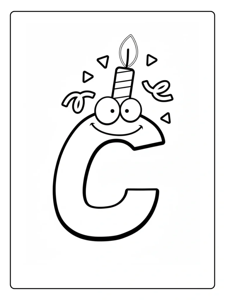Birthday Candle Letter C Coloring Pages