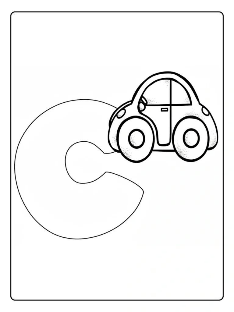 Car Theme Letter C Coloring Pages