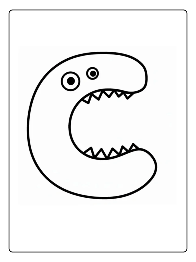 Dinosaur Style Letter C Coloring Pages