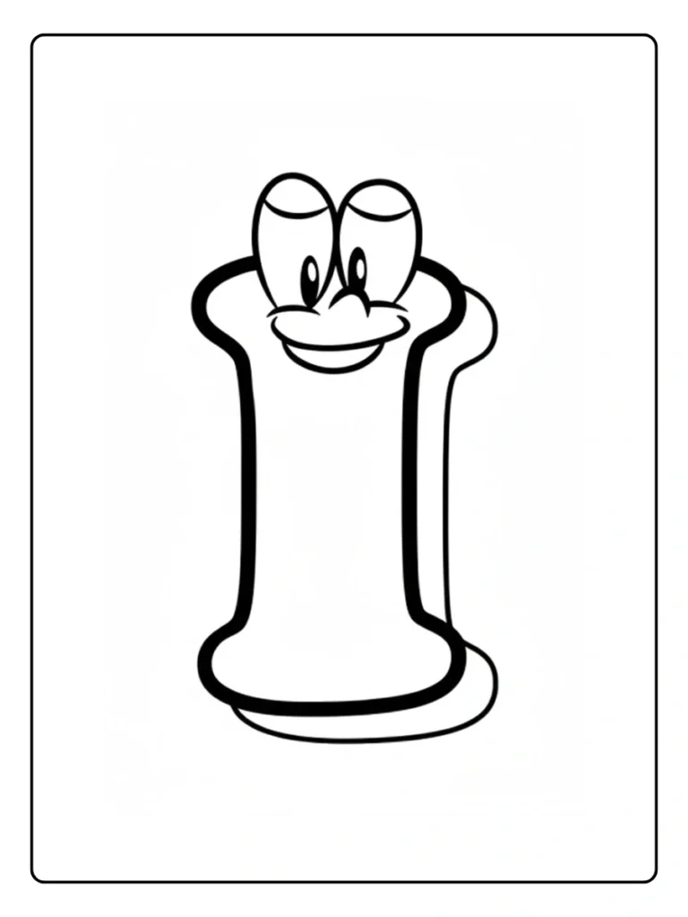 Rounded bubble-style uppercase letter I coloring page.