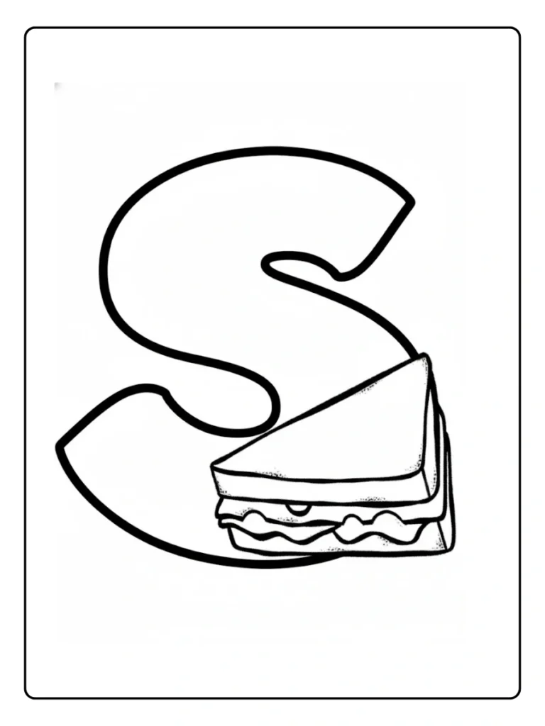 Sandwich Theme Letter S Coloring Pages