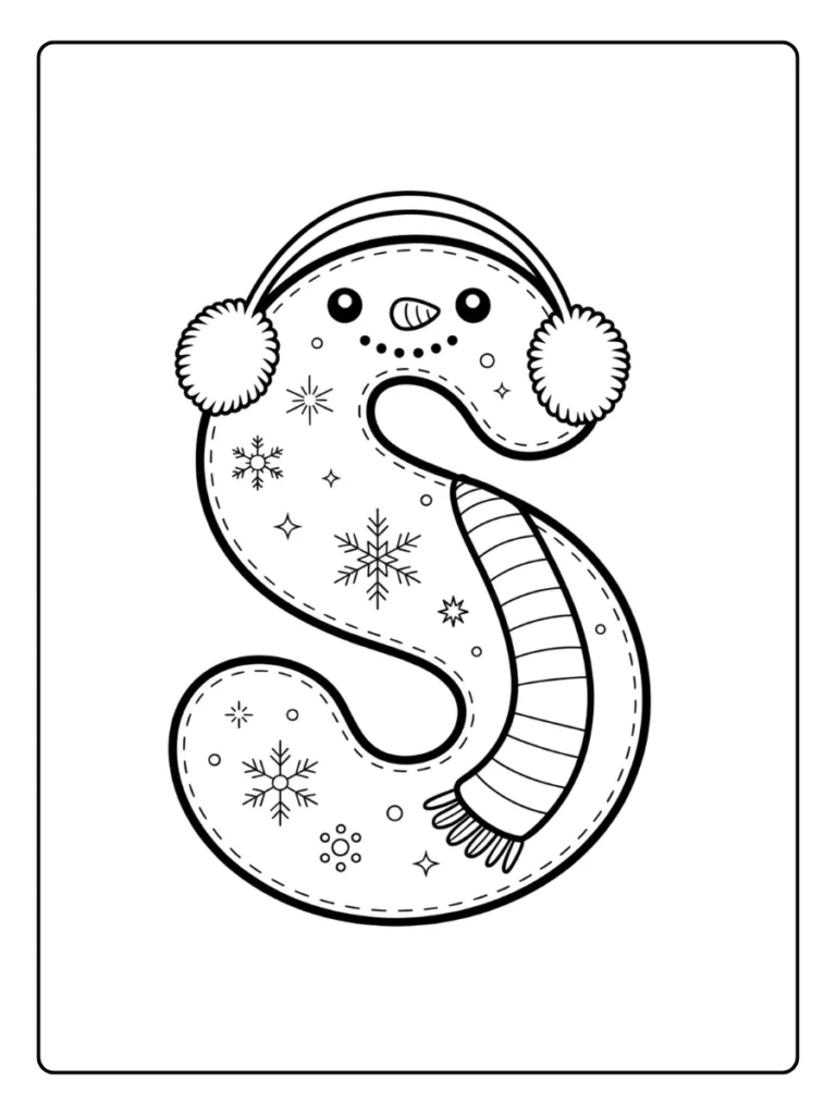 Winter Scarf Letter S Coloring Pages