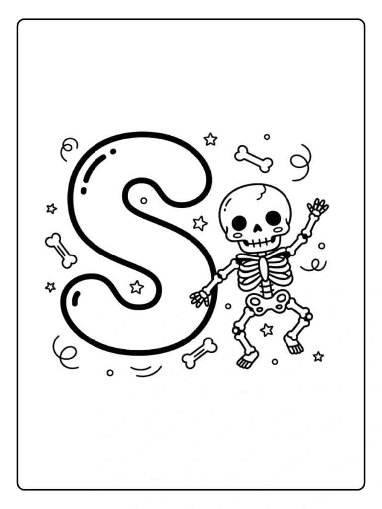 Skeleton Theme Letter S Coloring Pages