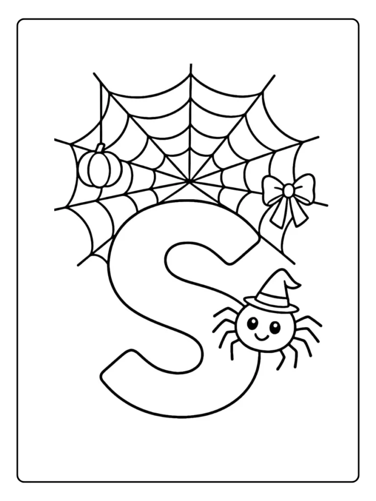 Spider Web Letter S Coloring Pages