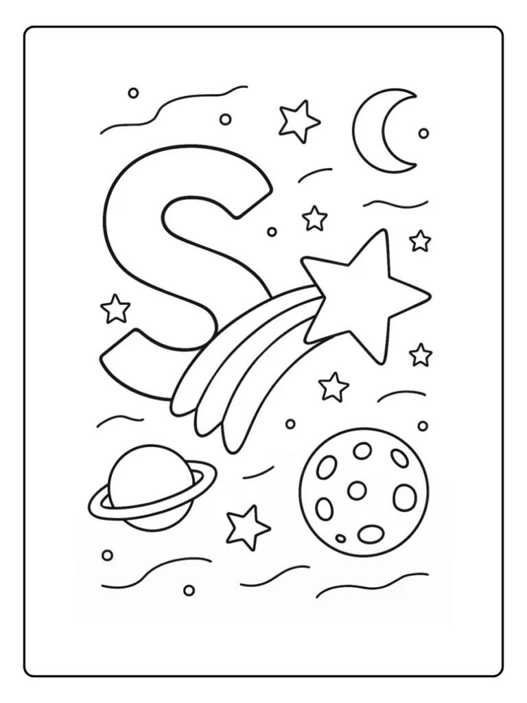 Space Adventure Letter S Coloring Pages