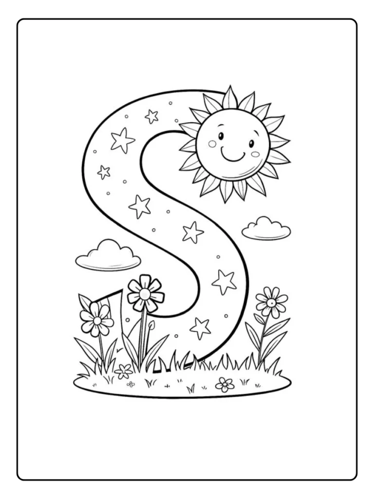 Sunny Nature Letter S Coloring Pages