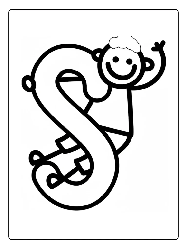 Swinging Monkey Letter S Coloring Pages