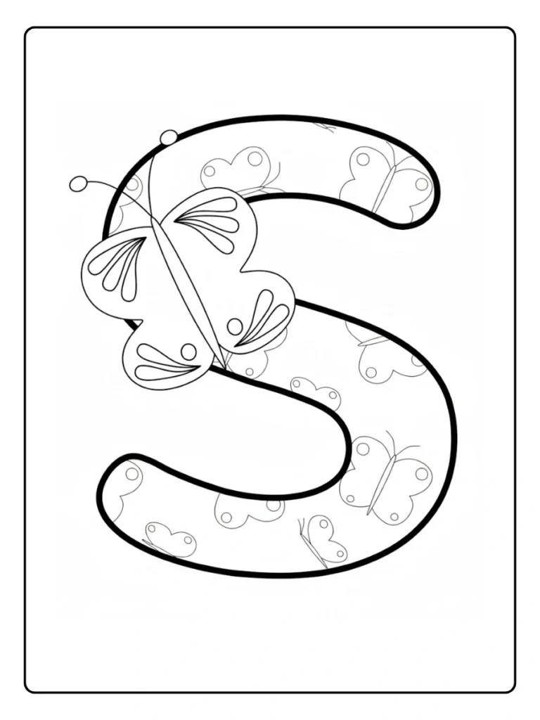 Floral Design Letter S Coloring Pages