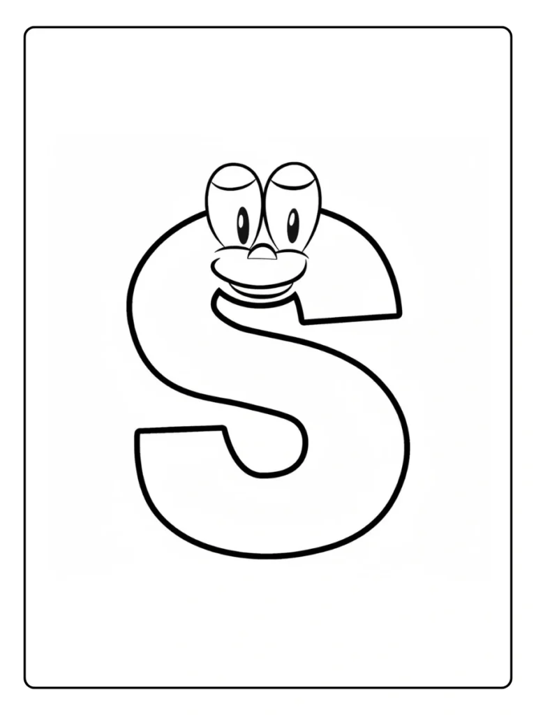 Snake on Letter S Coloring Pages