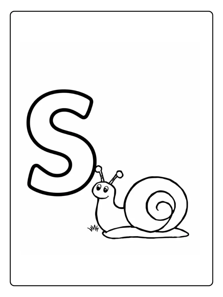 Snail and Letter S Coloring Pages
