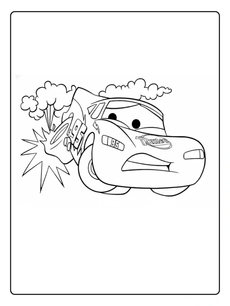 Action Speed Lightning McQueen Coloring Pages