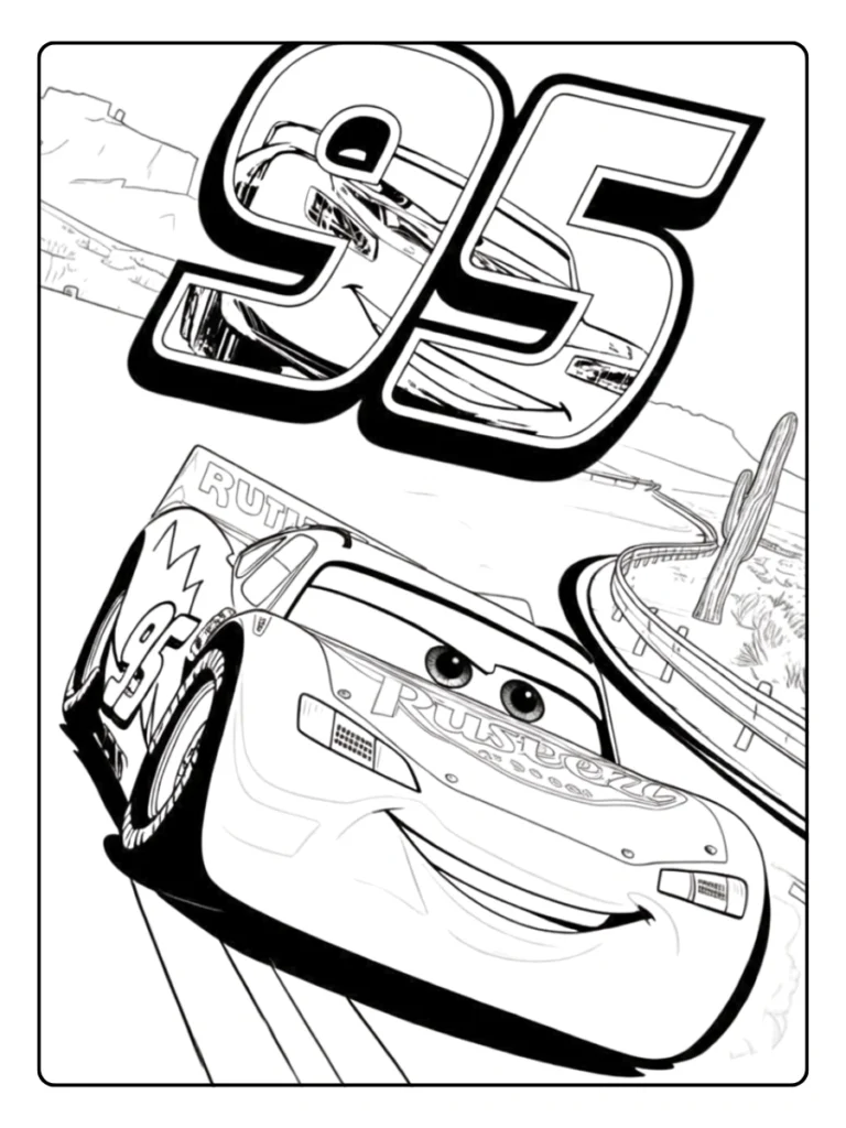 Number 95 Bold Design Lightning McQueen Coloring Pages