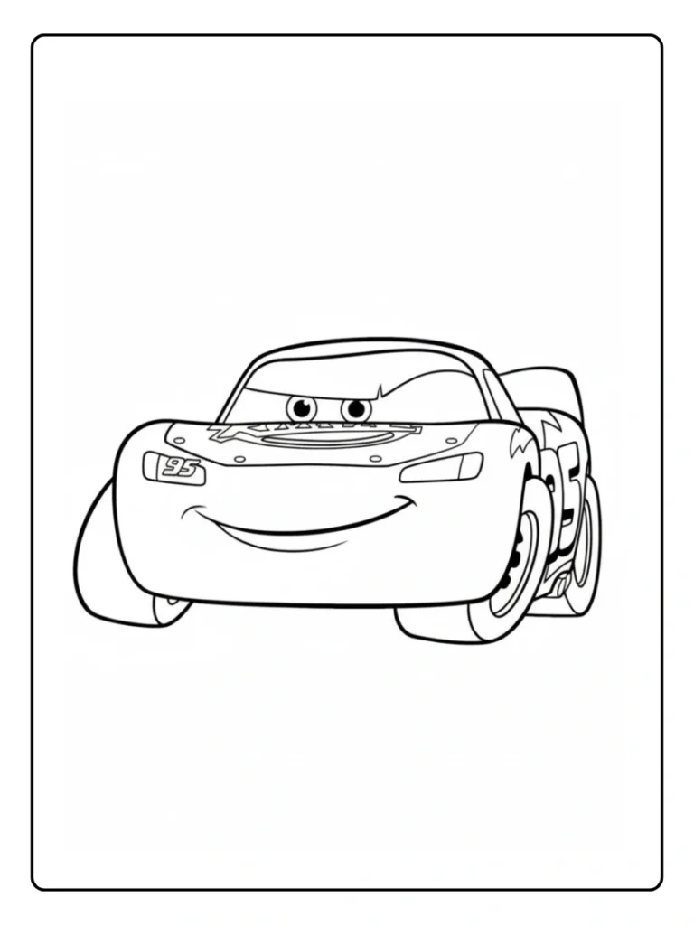 Smiling Lightning McQueen Close-Up Coloring Pages