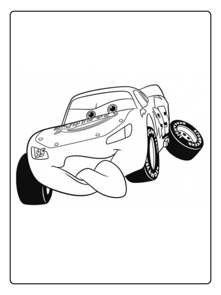 Tire Change Lightning McQueen Coloring Pages