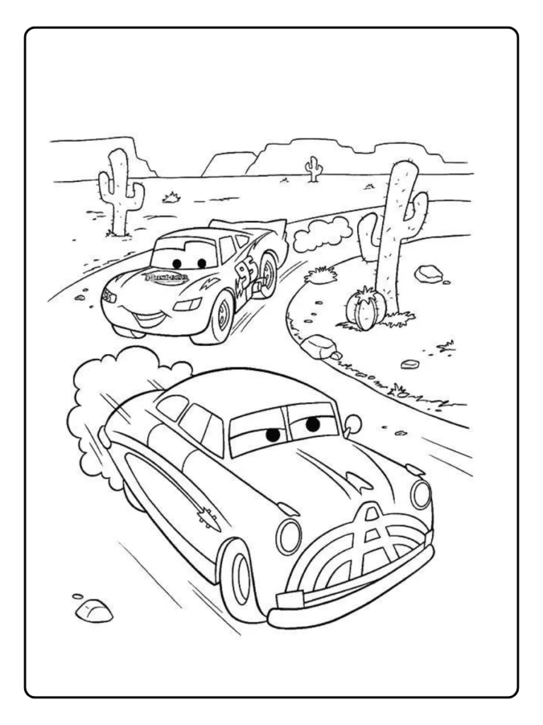 Track Scene Lightning McQueen Coloring Pages