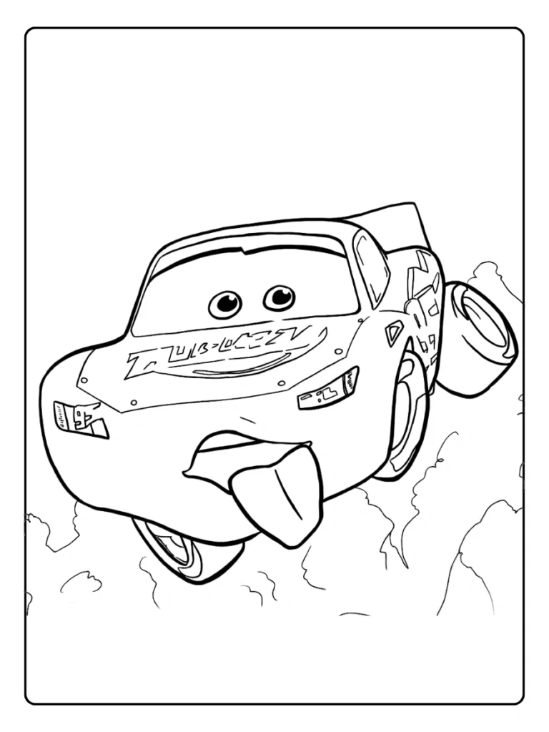 Flying Jump Lightning McQueen Coloring Pages