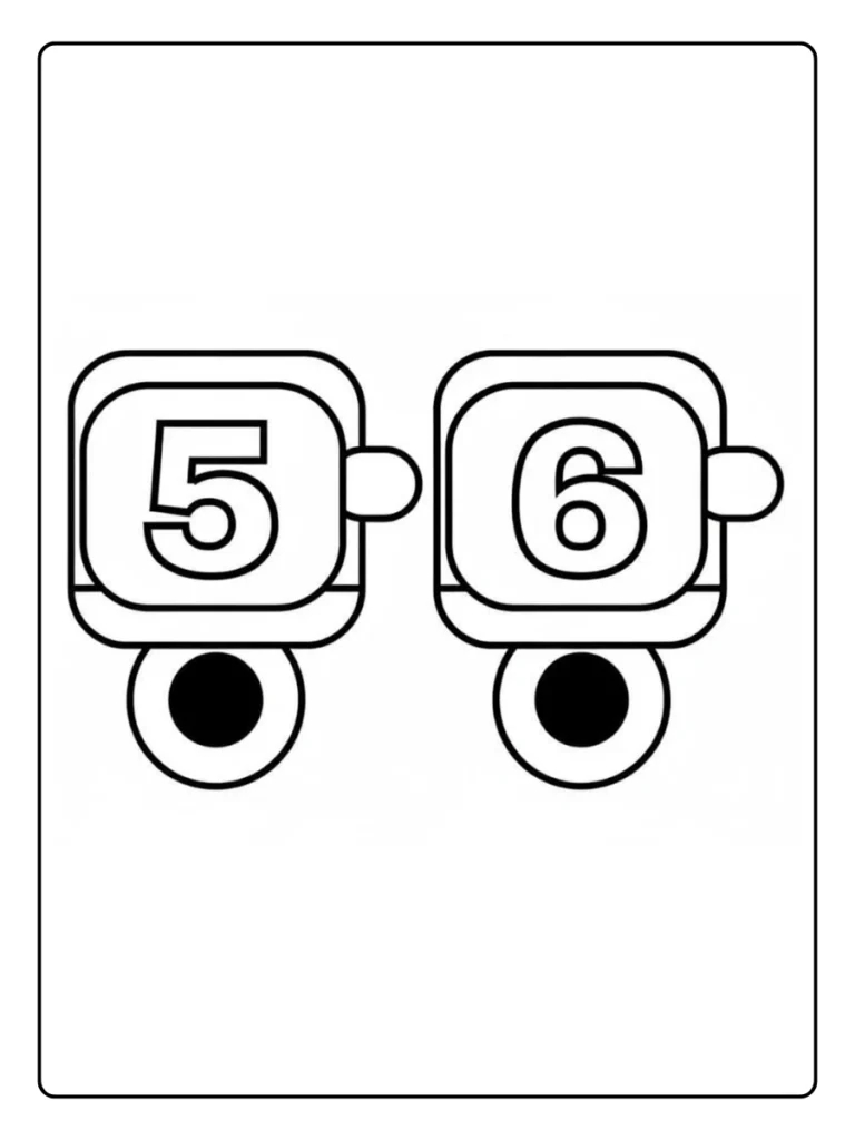 Numbers 5 and 6 Train Number Coloring Pages
