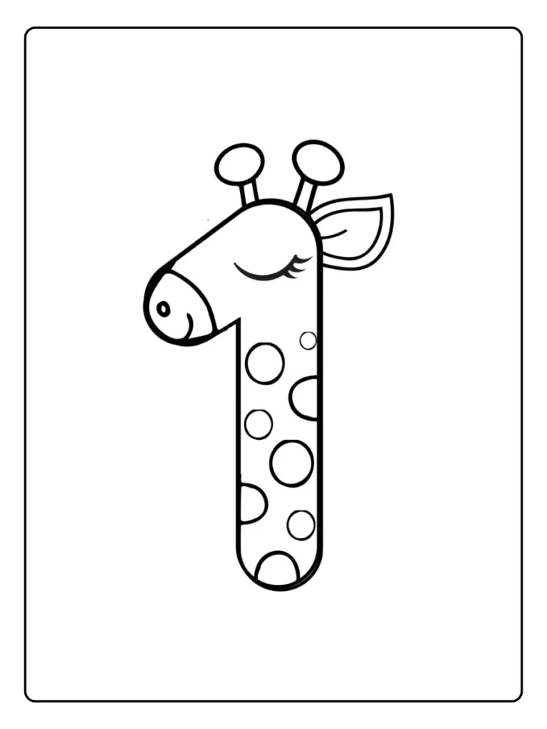 Number 1 Giraffe Number Coloring Pages
