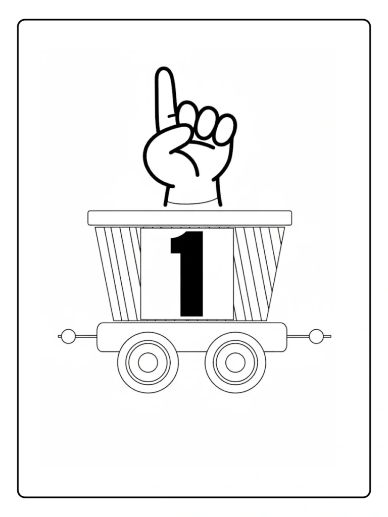 Number 1 Finger Pointing Number Coloring Pages